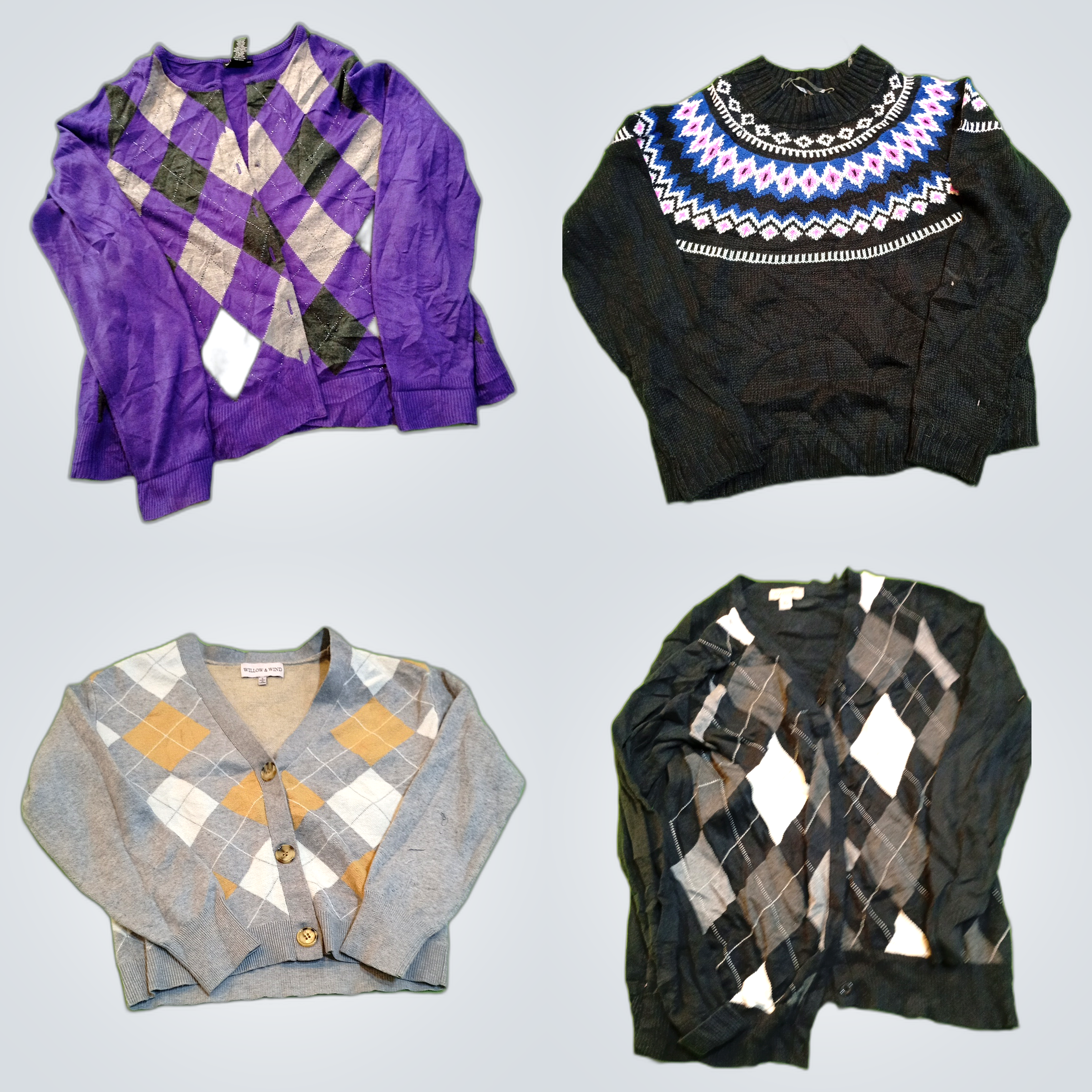 Ensemble de pulls argyle et tricot : Lands End, MO..