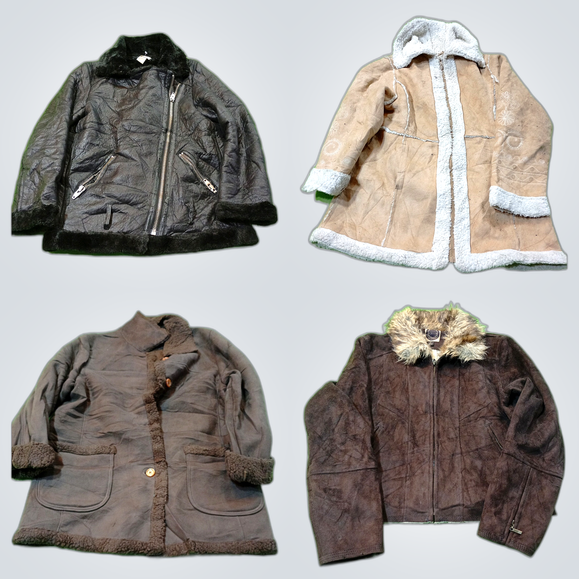 Fusée en daim et cuir avec doublure en fourrure Bu..