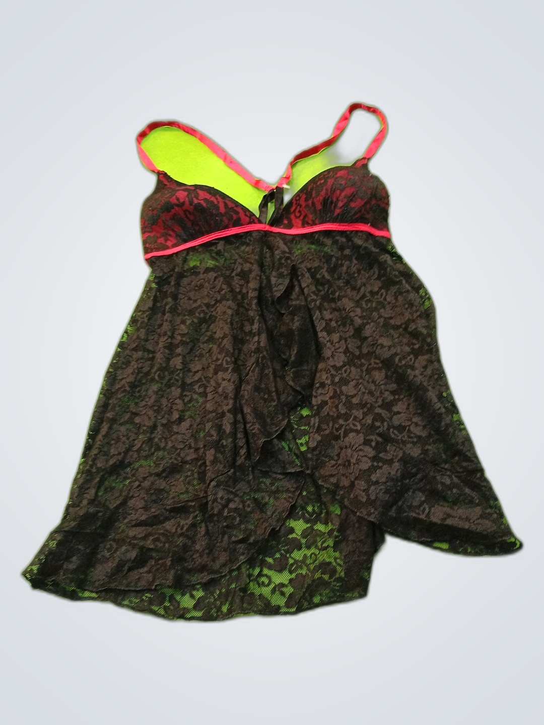 Spitzen-Chemise mit rosa Akzenten