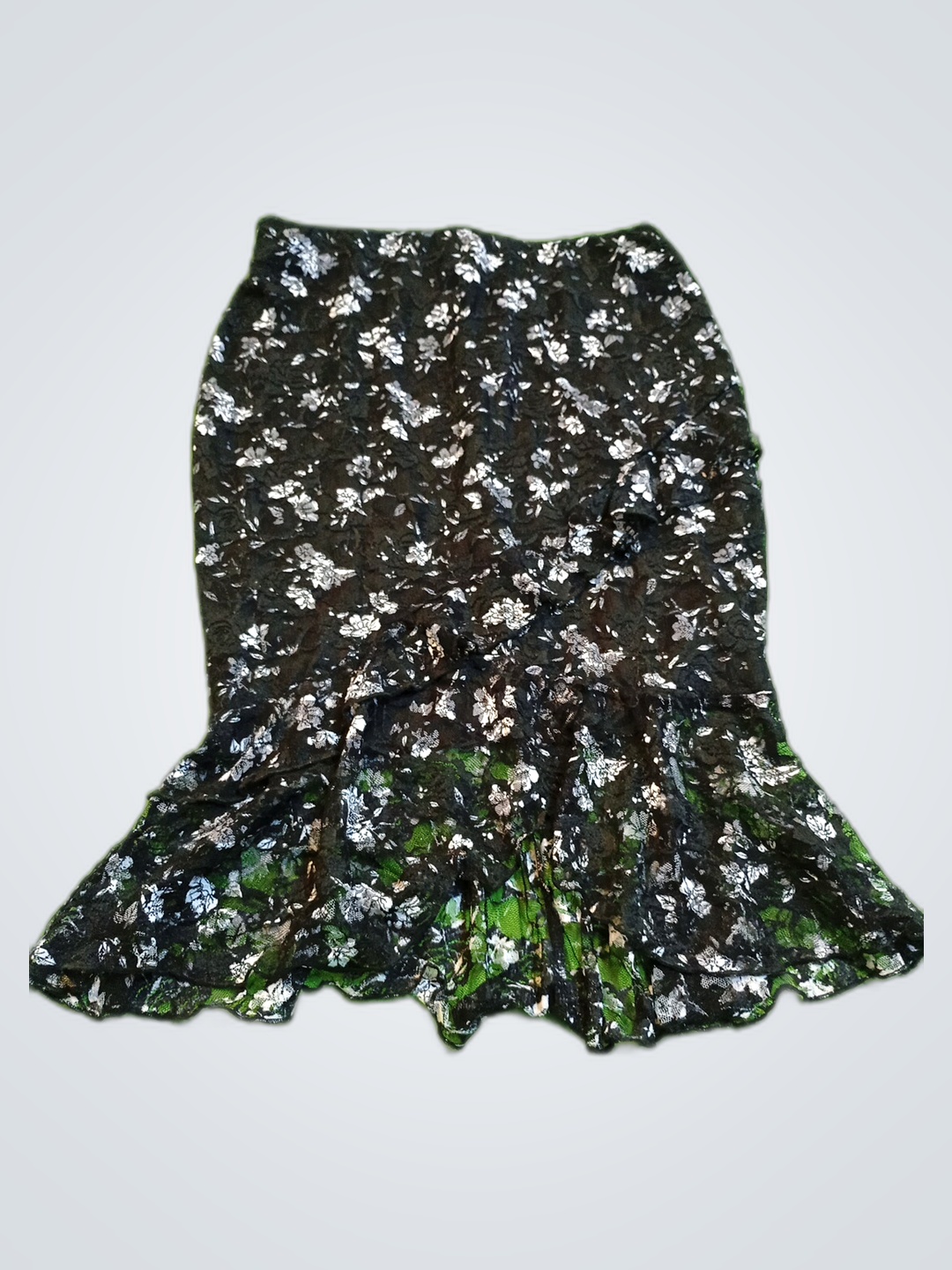 Saia Mini de Renda Floral Preta Sem Marca