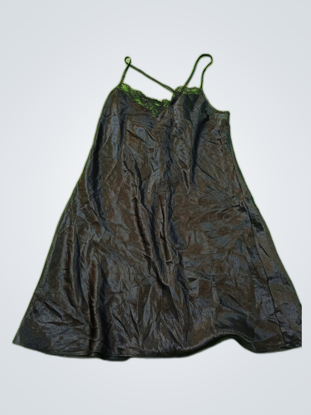 Black Lace Trim Slip Dress