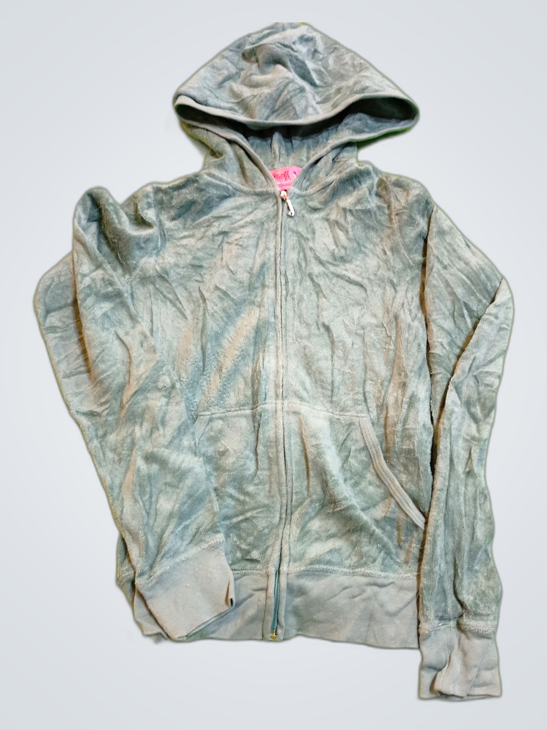 Juicy Couture Cinza Velour Zip-Up Hoodie