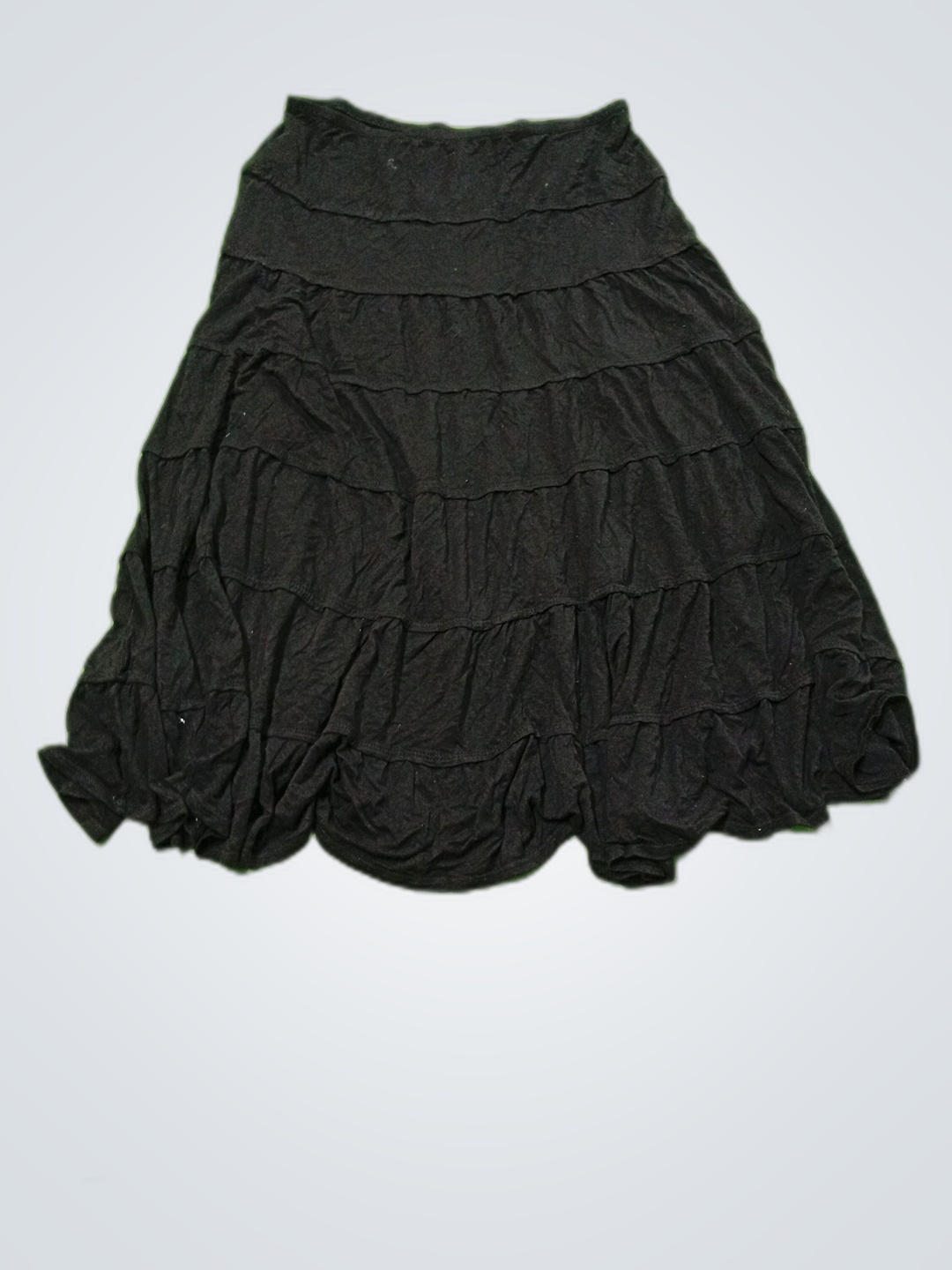 MX Studio Black Tiered Midi Skirt