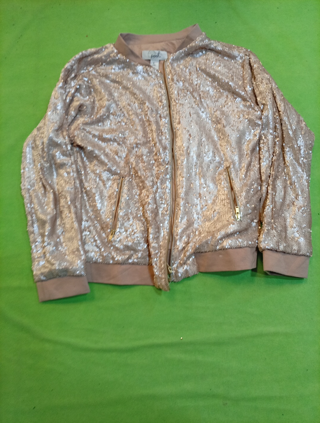 Chaqueta bomber de lentejuelas doradas
