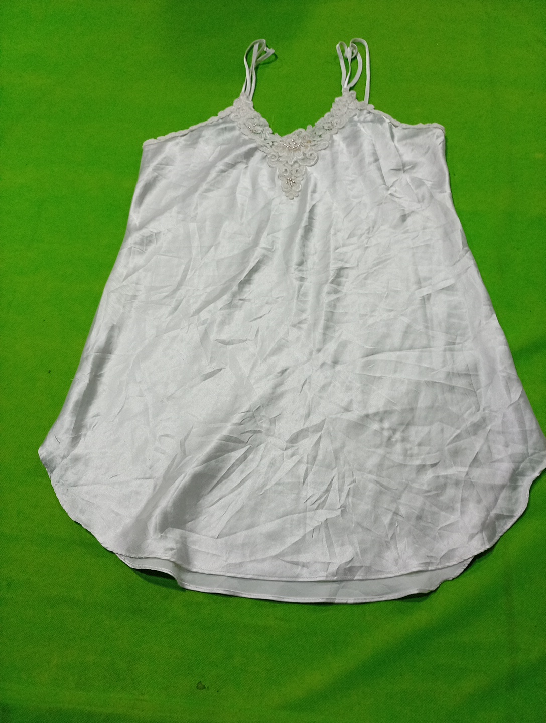 Camisón de Encaje de Seda Blanca Dentelle