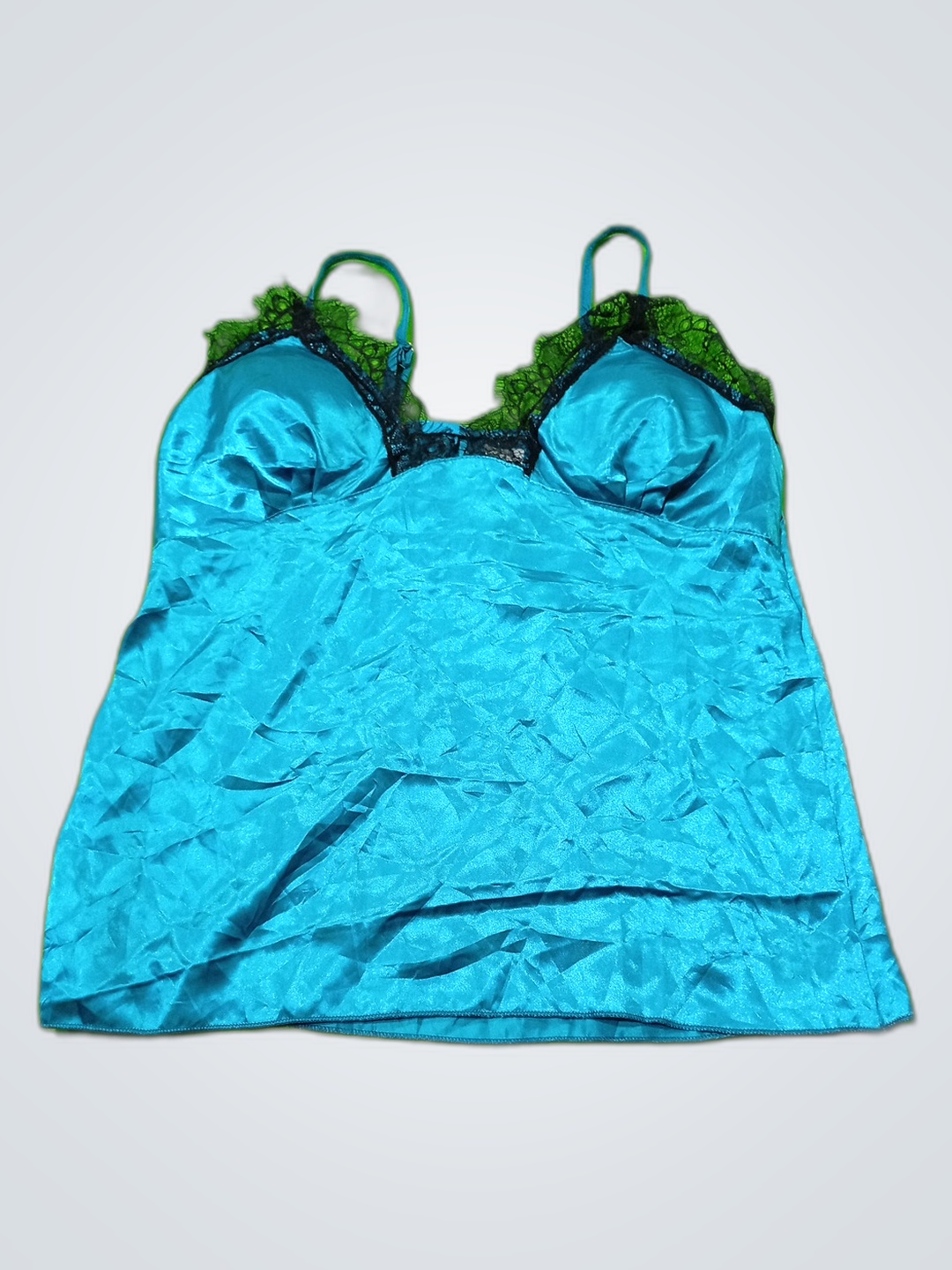 Camisol azul satén con encaje