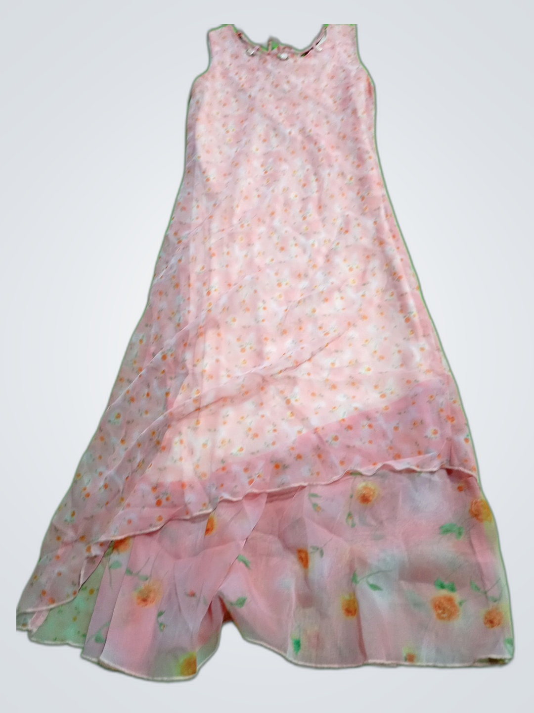 Vestido Maxi Floral Rosa Sin Marca