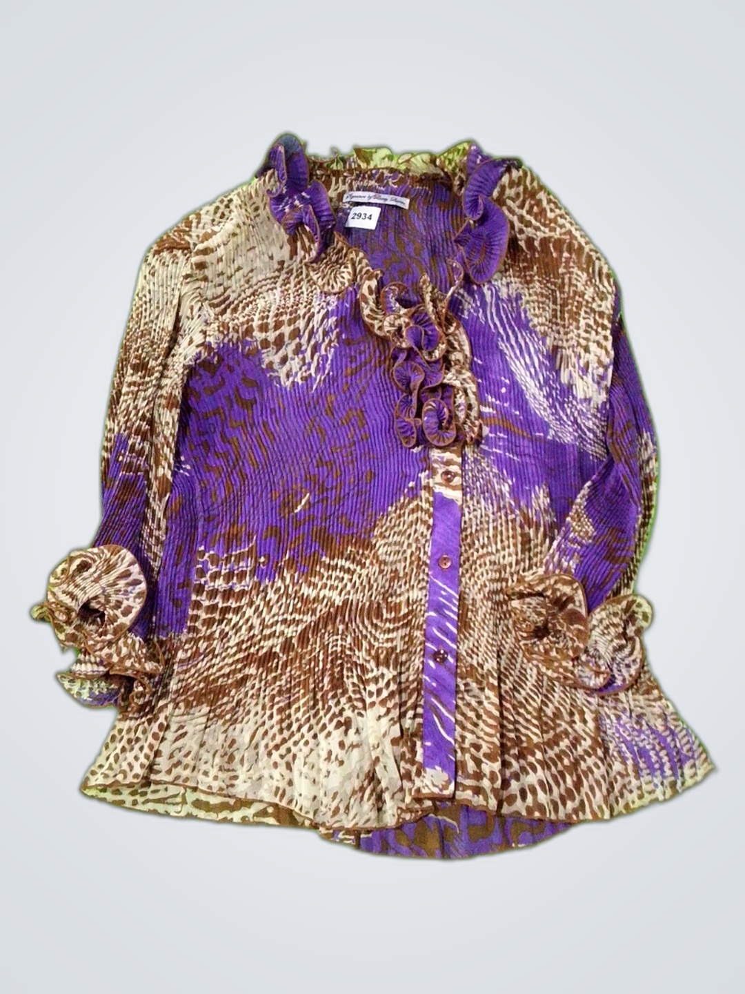 Blusa de volantes estampada de Signature by Larry ..