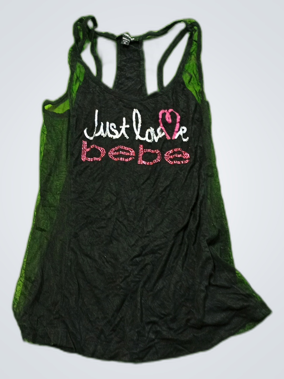 bebe Black Mesh Tank Top