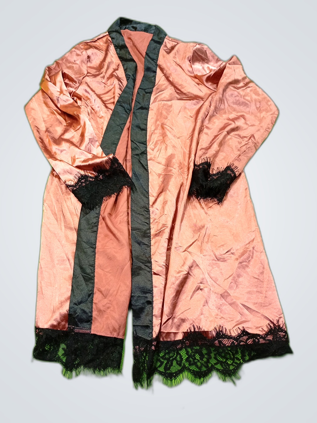 Chaqueta de satén sin marca con bordes de encaje