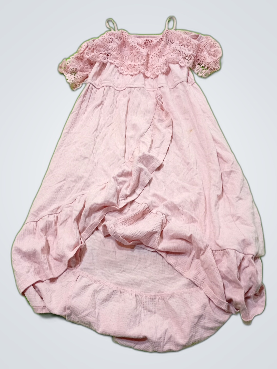 Vestido mini sin marca de encaje rosa con hombros ..