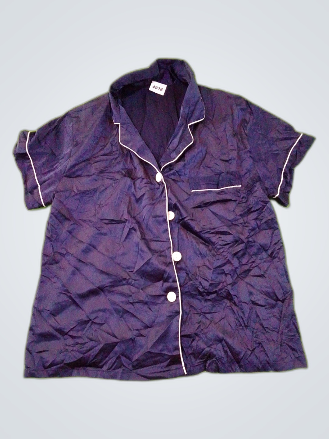 Blusa de dama de honor de satén marino