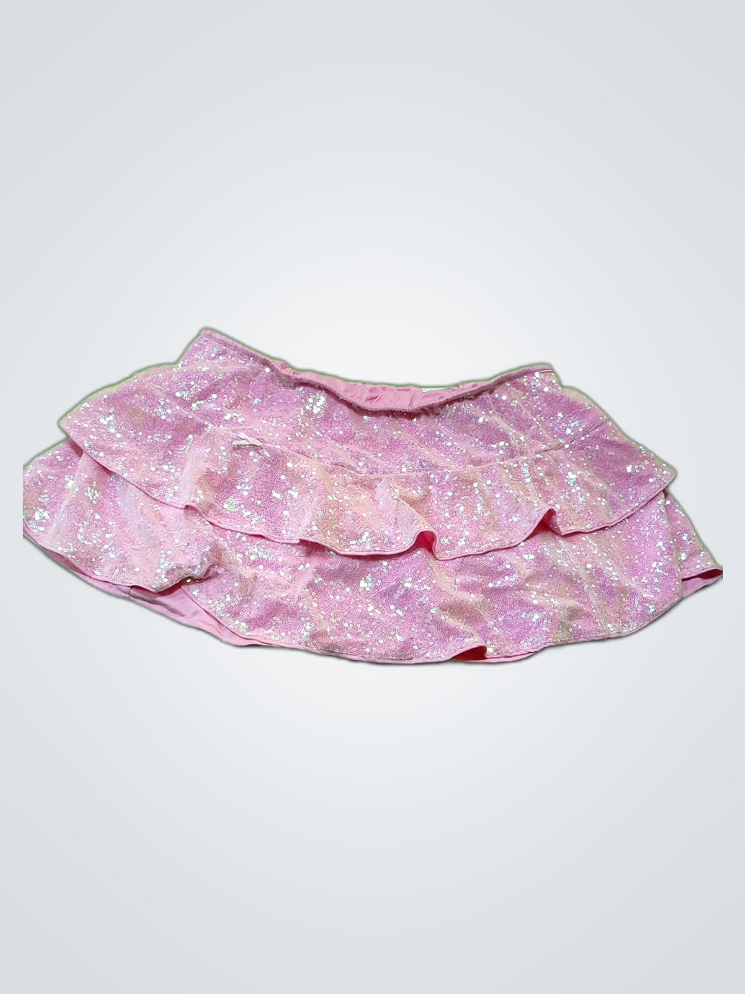 ピンクグリッターラッフルミニスカート