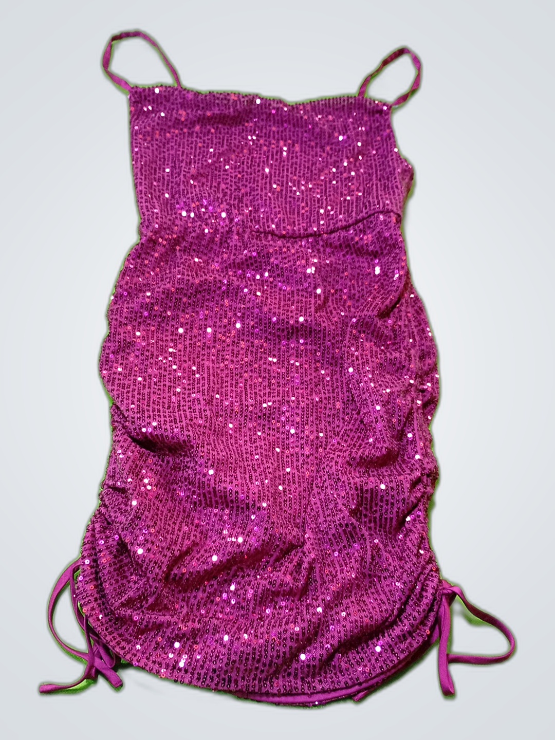 「スパンコール 紫 タンクトップ ドレス」