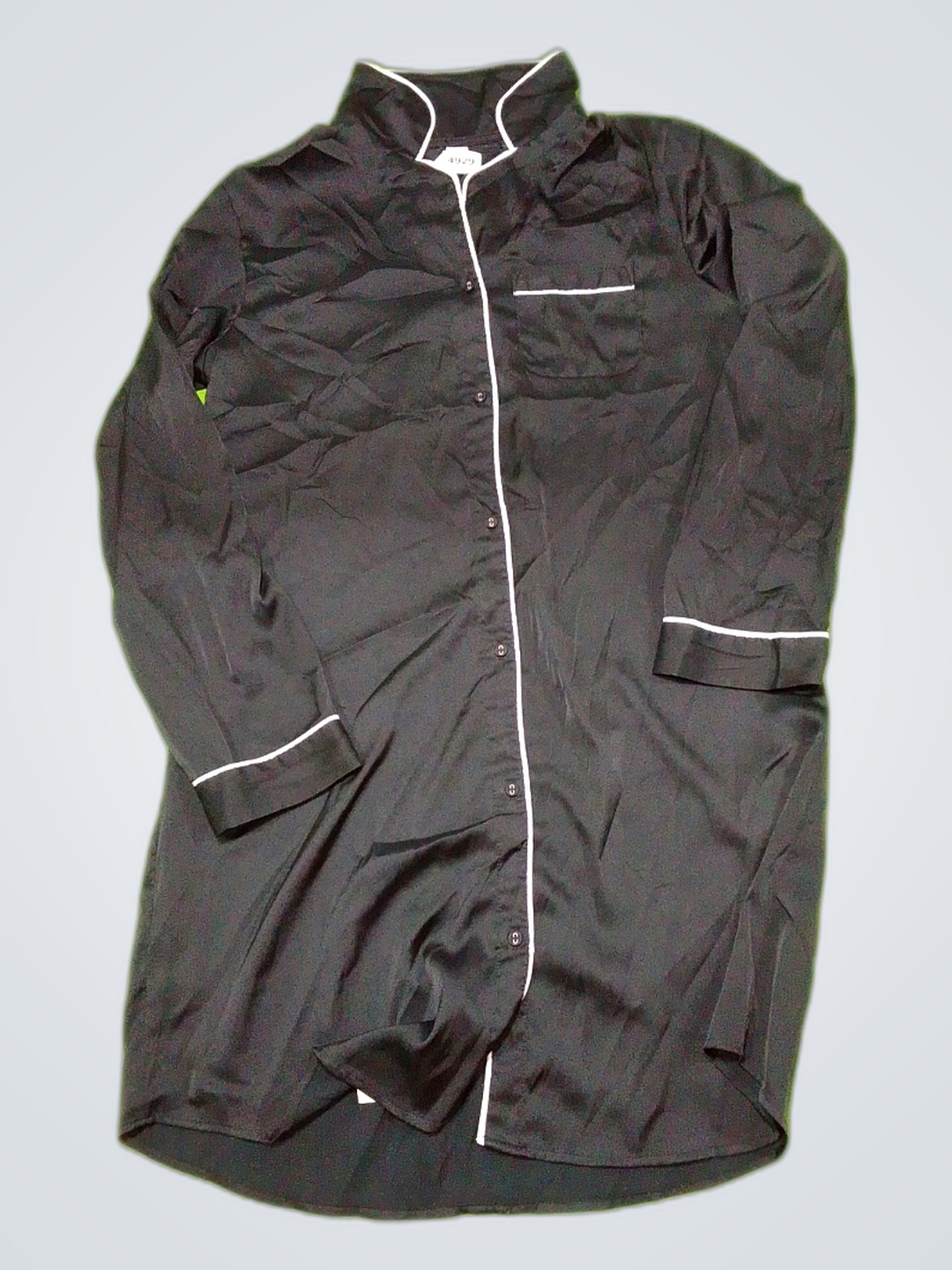 「ブランドなし ブラック サテン 長袖 ブラウス」