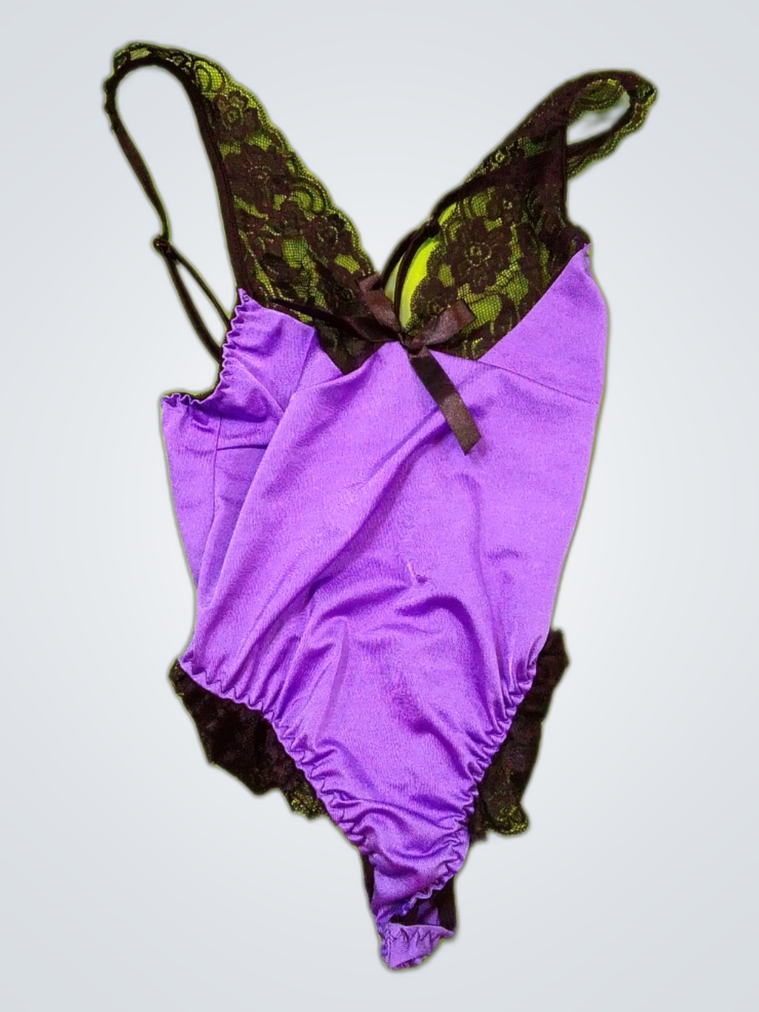 Purple Satin Lace Trim Camisole