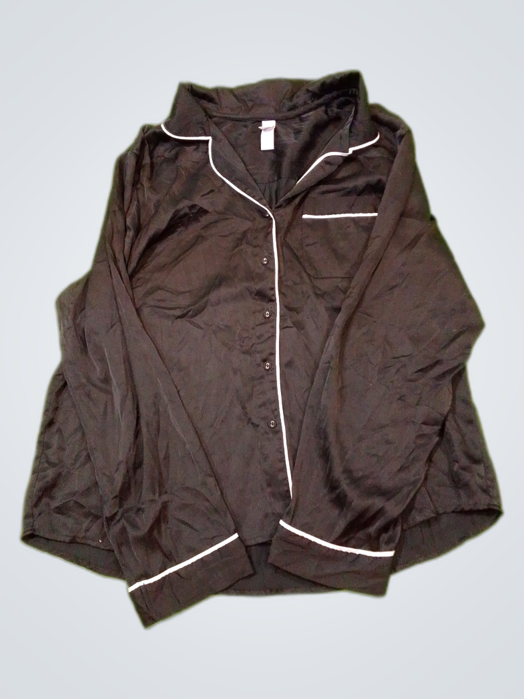 H&M Black Satin Button-Up Blouse