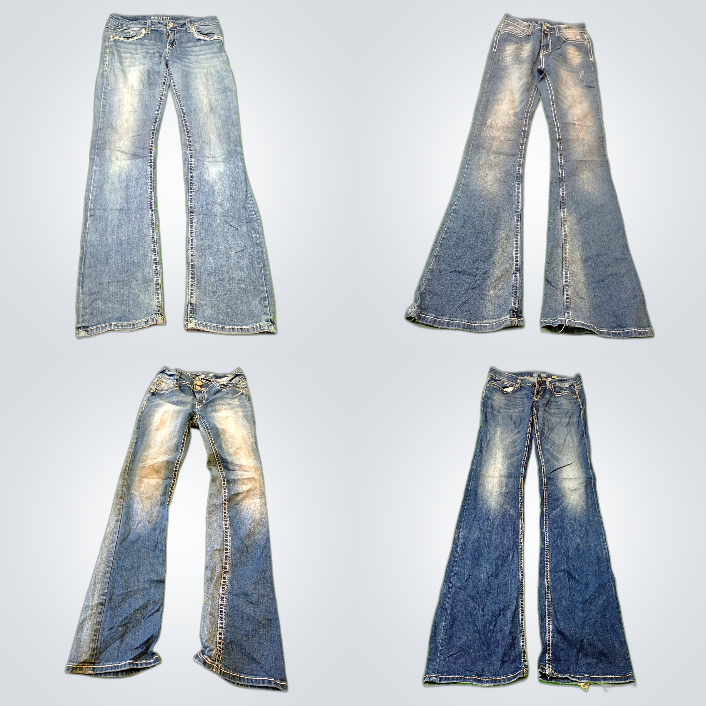 Jupe Vintage American Eagle – Taille 4 – Denim Vieilli Micro Mini Ourlet Brut – Année 2000 Y2K