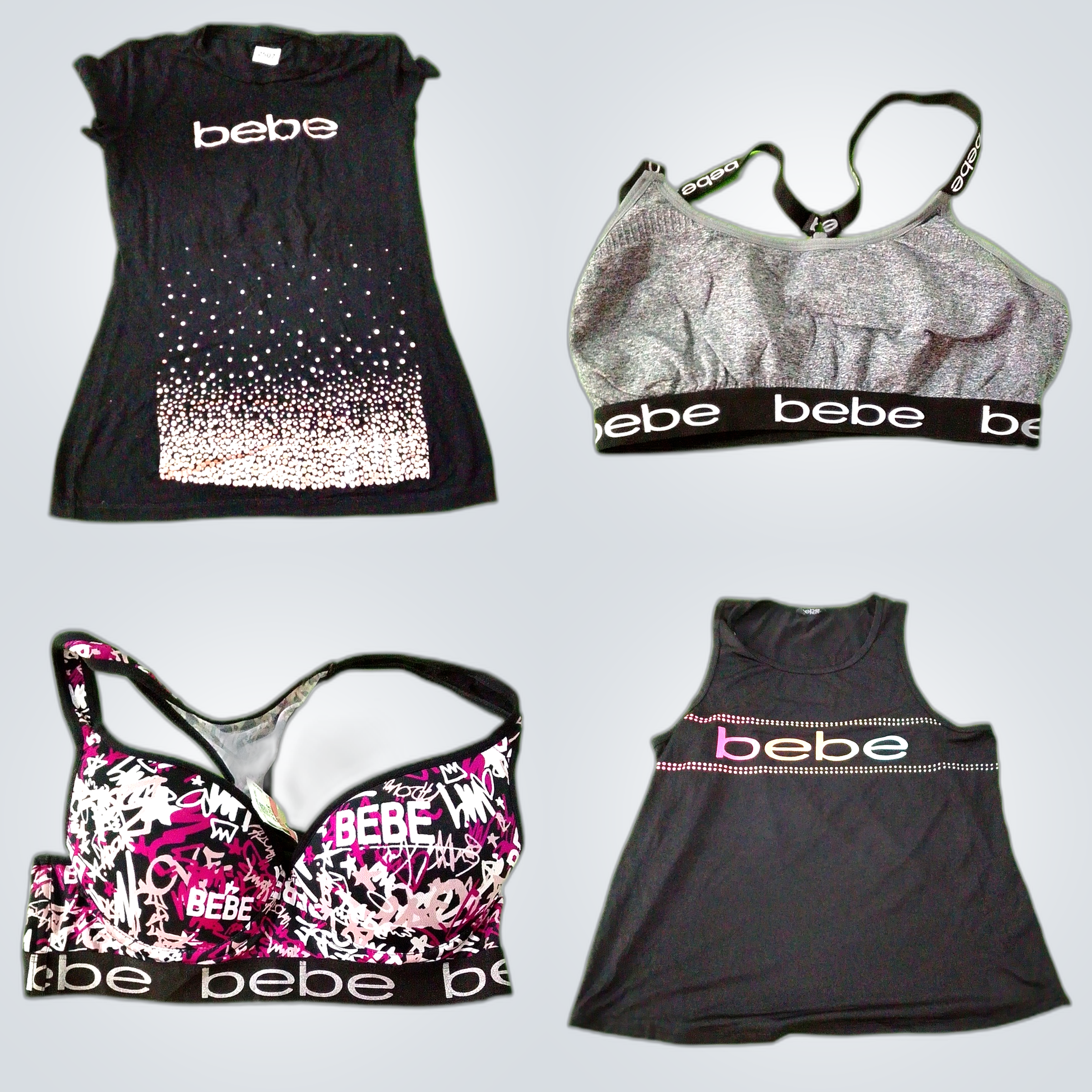 Pink Black Tank tops