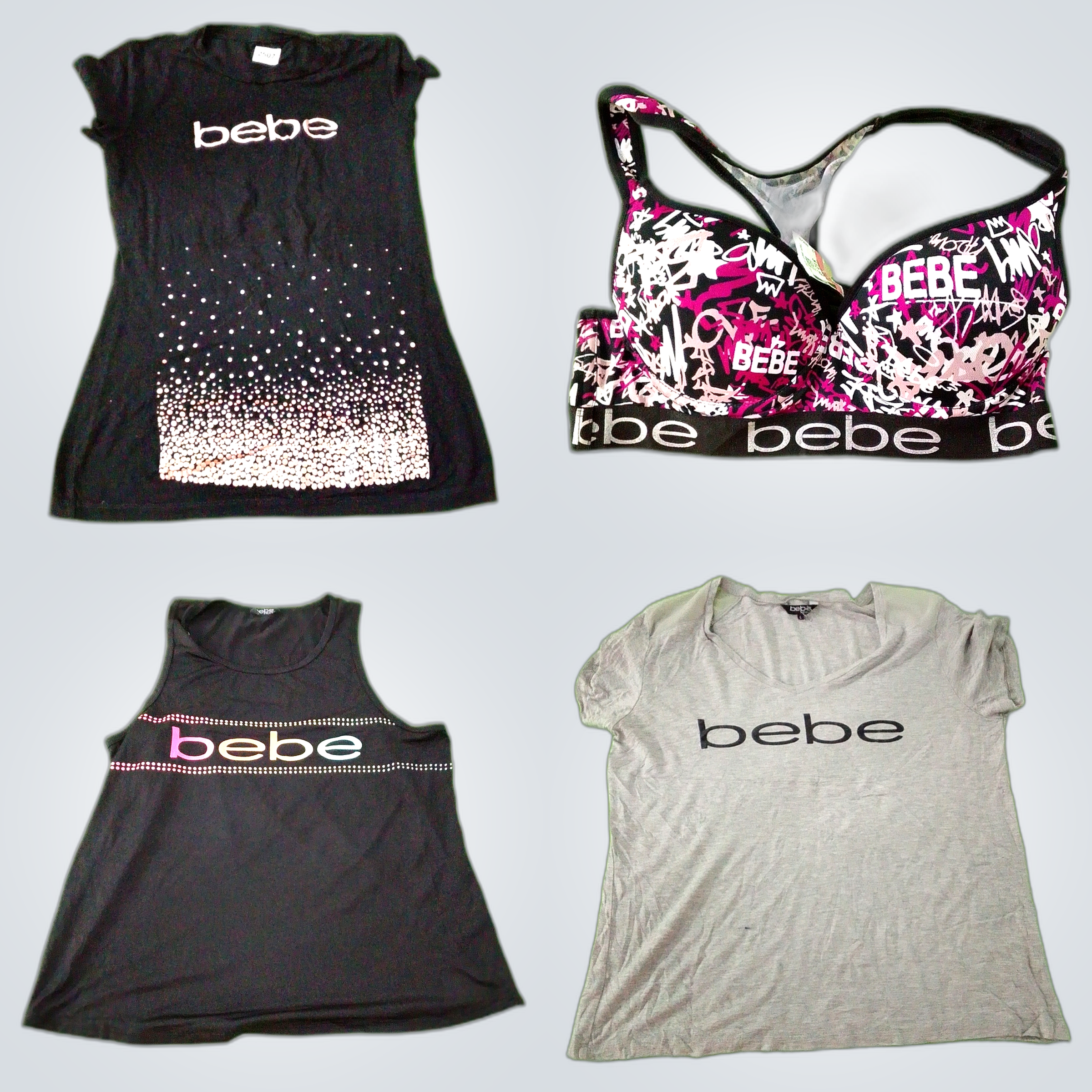 Pink Black Tank tops