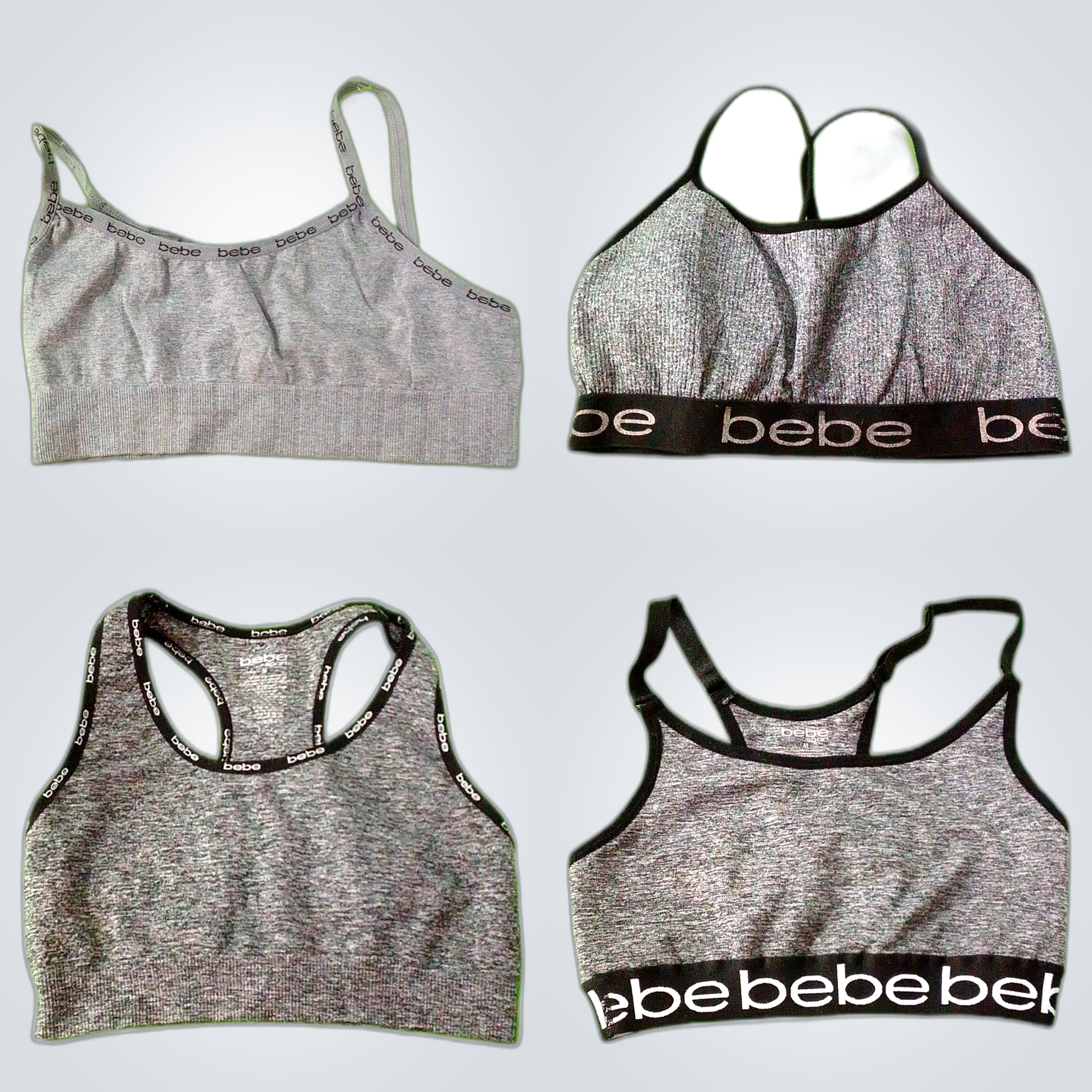 Bebe & H&M Sports Bra Bundle - 5 Piece Gray & Blac..