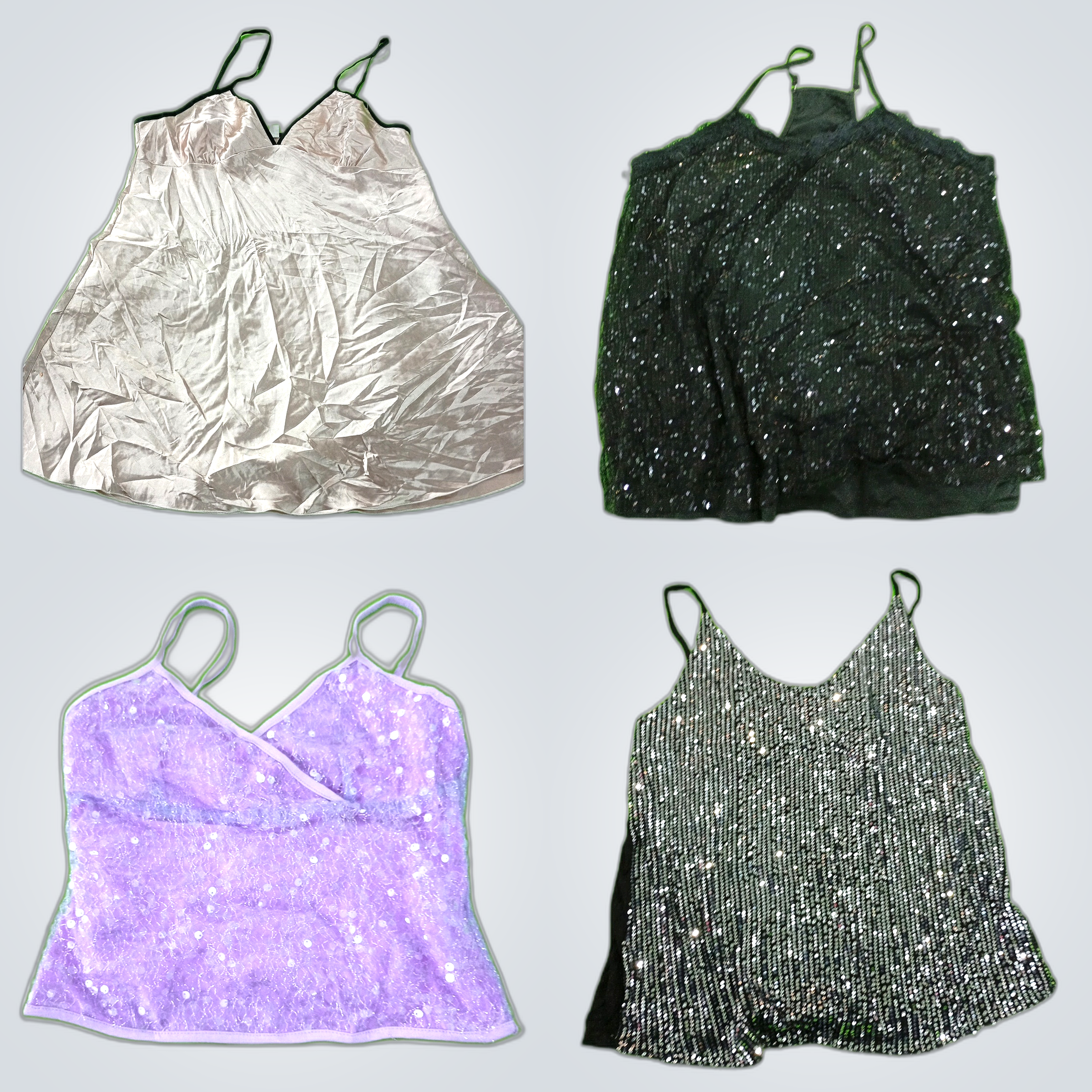 Sequined & Satin Top Bundle - Pink, Purple, Black ..