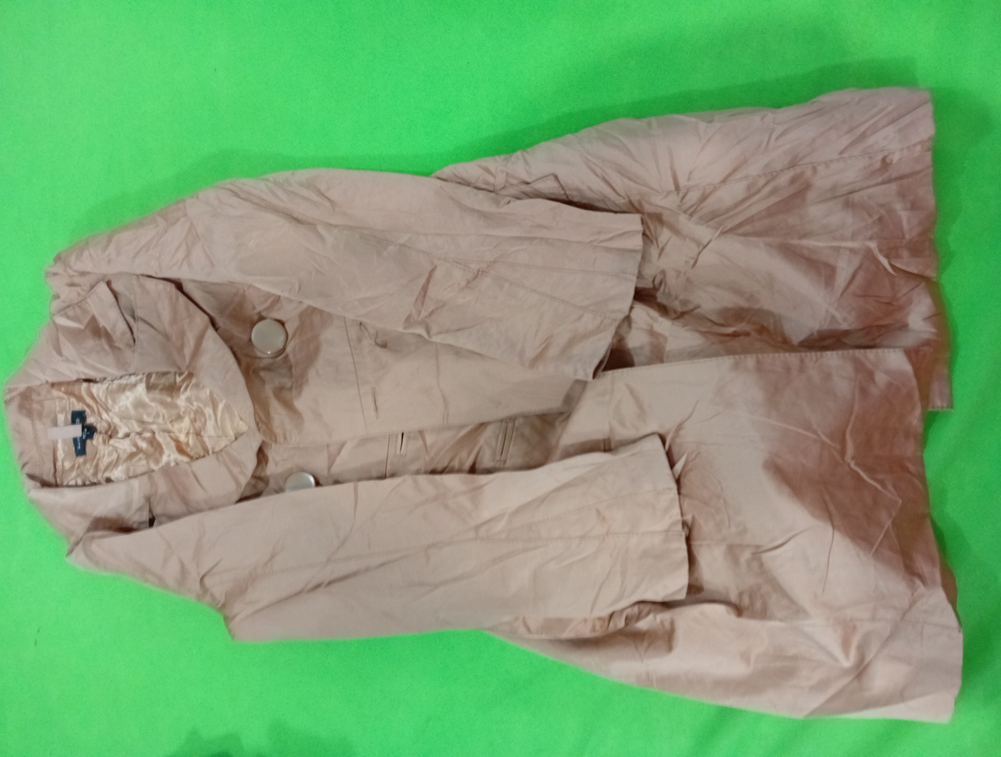 Vintage Beige Satin Trench Coat