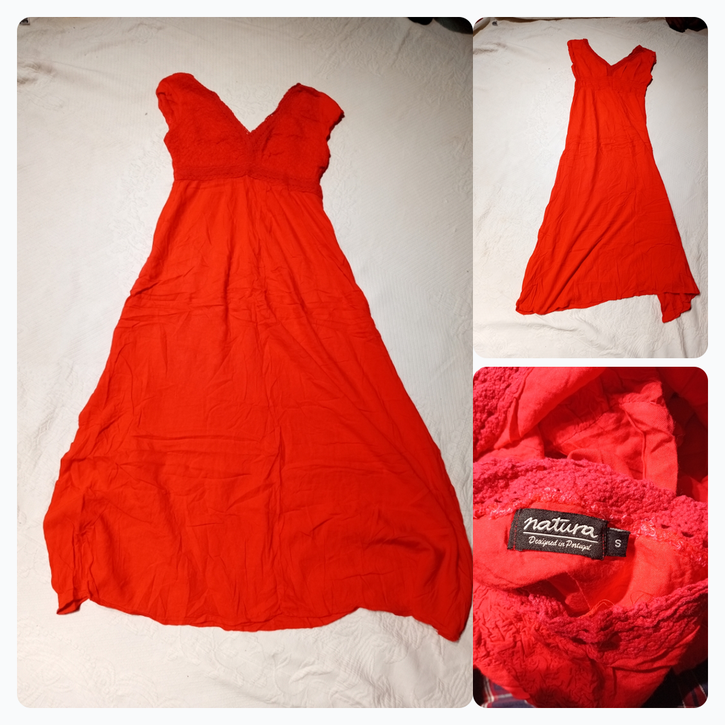 Red Maxi Dress with Lace Detail
