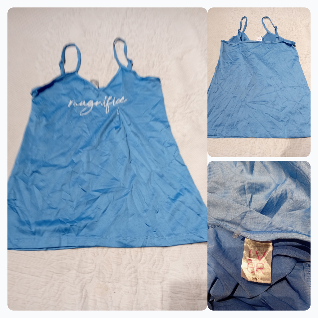 Blue Cami Top with 'magnifique' Print