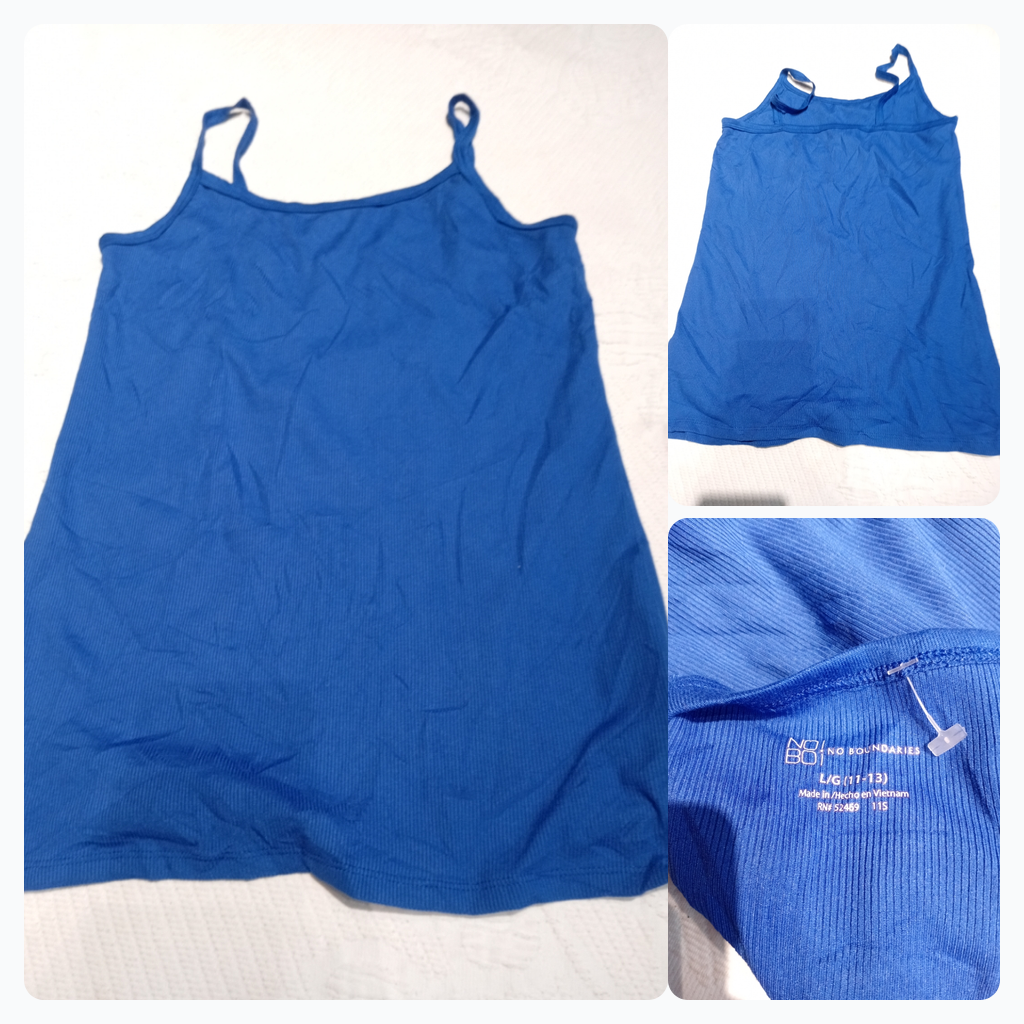 No Boundaries Blue Ribbed Tank Top