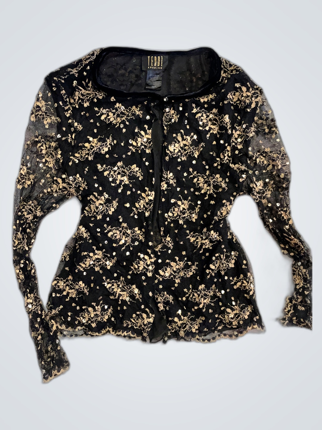 Teddi Evening Black Gold Floral Top