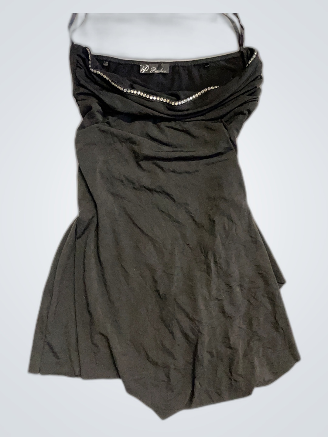 NP Fashion Schwarz Strass Halter Mini Kleid