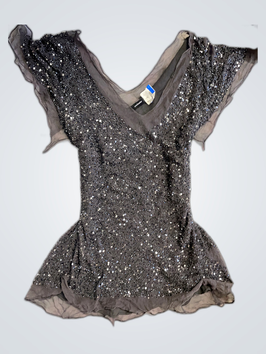 Paillettiertes graues Oberteil