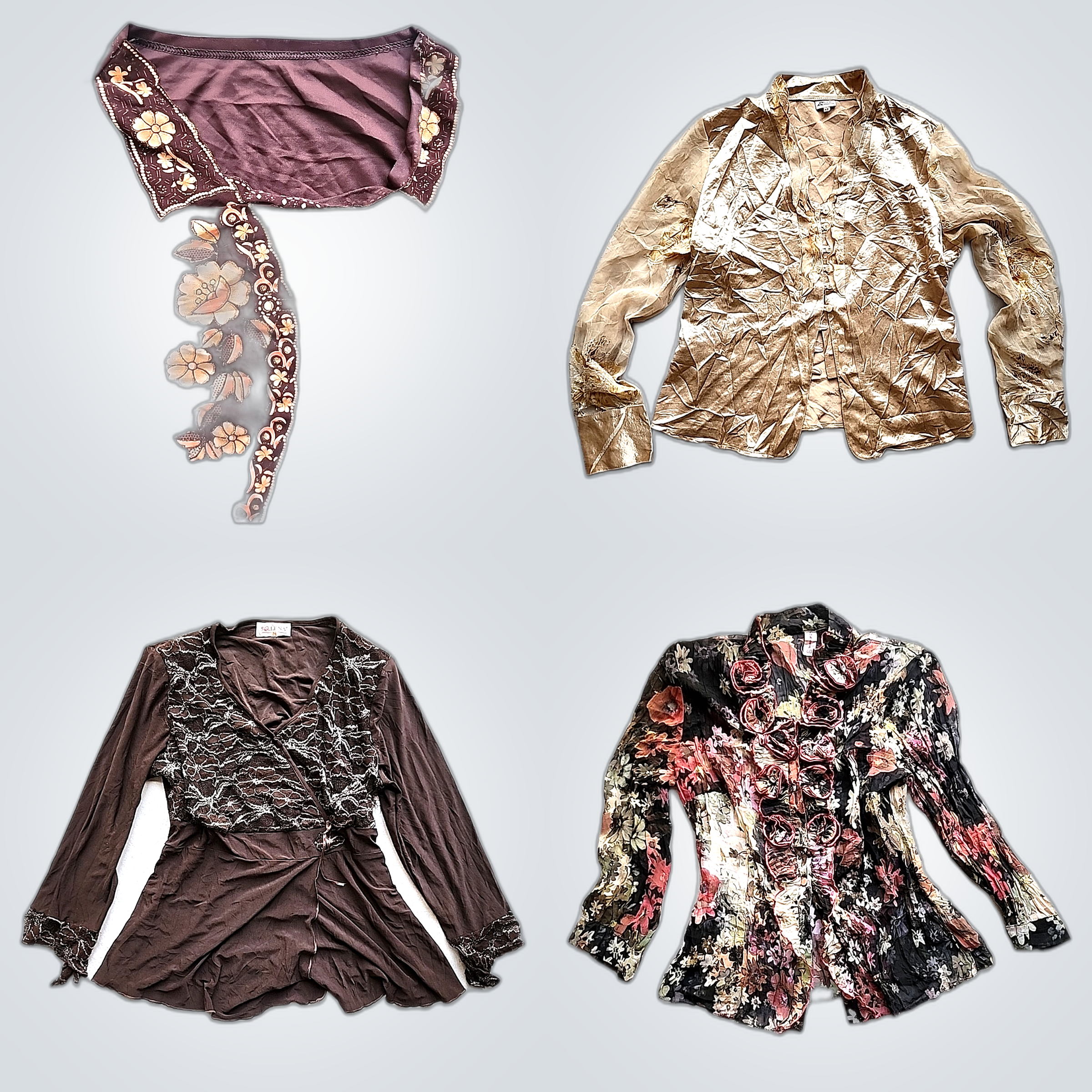 Blouse Bundle: 7-Piece Ruffle, Lace & Printed Tops..