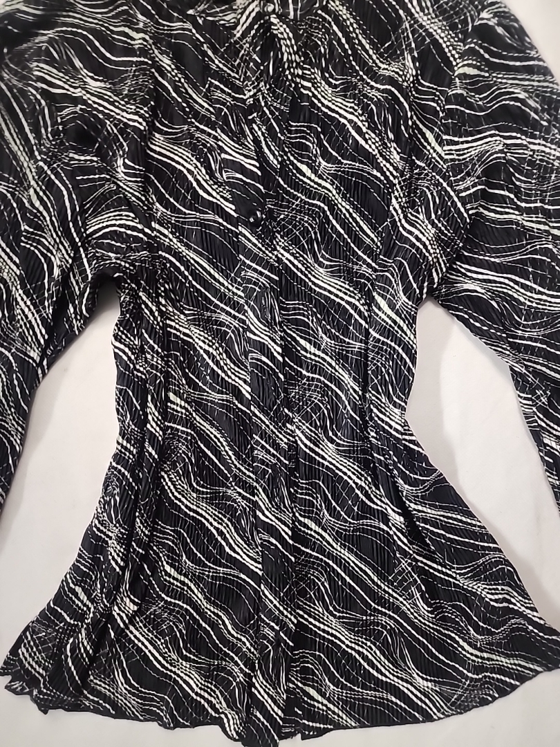 Long-Sleeve Black and White Striped Top