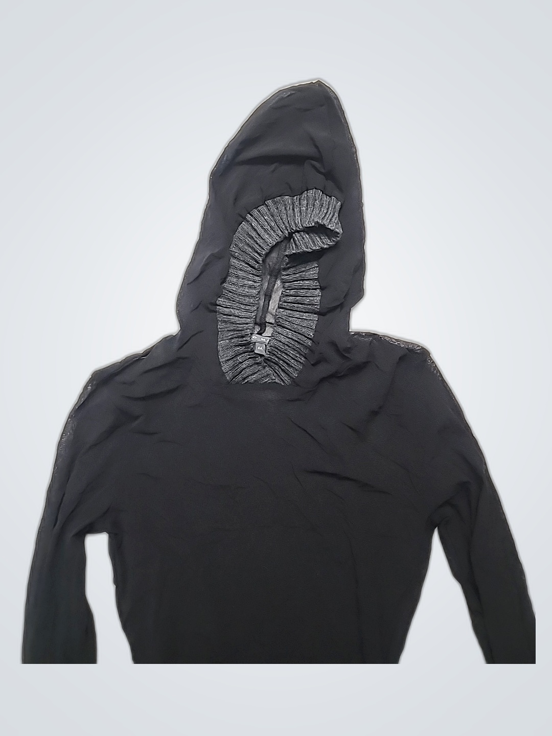 Black Long-Sleeve Hooded Top