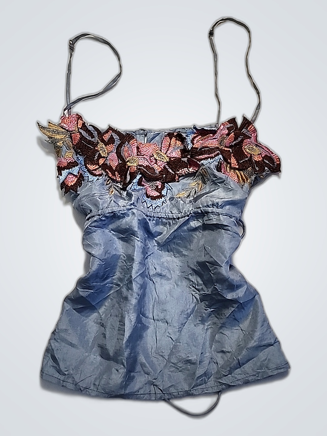 Embroidered Satin Camisole Top