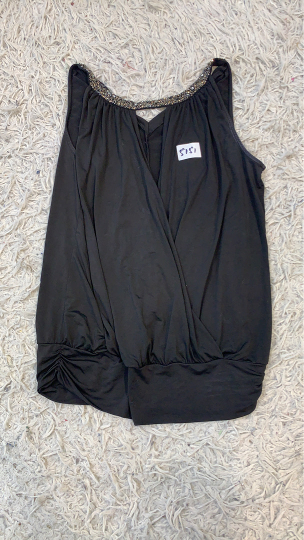 Express Black Sleeveless Top with Embellished Neck..