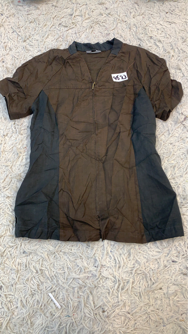 Brown and Gray Short Sleeve Shirt