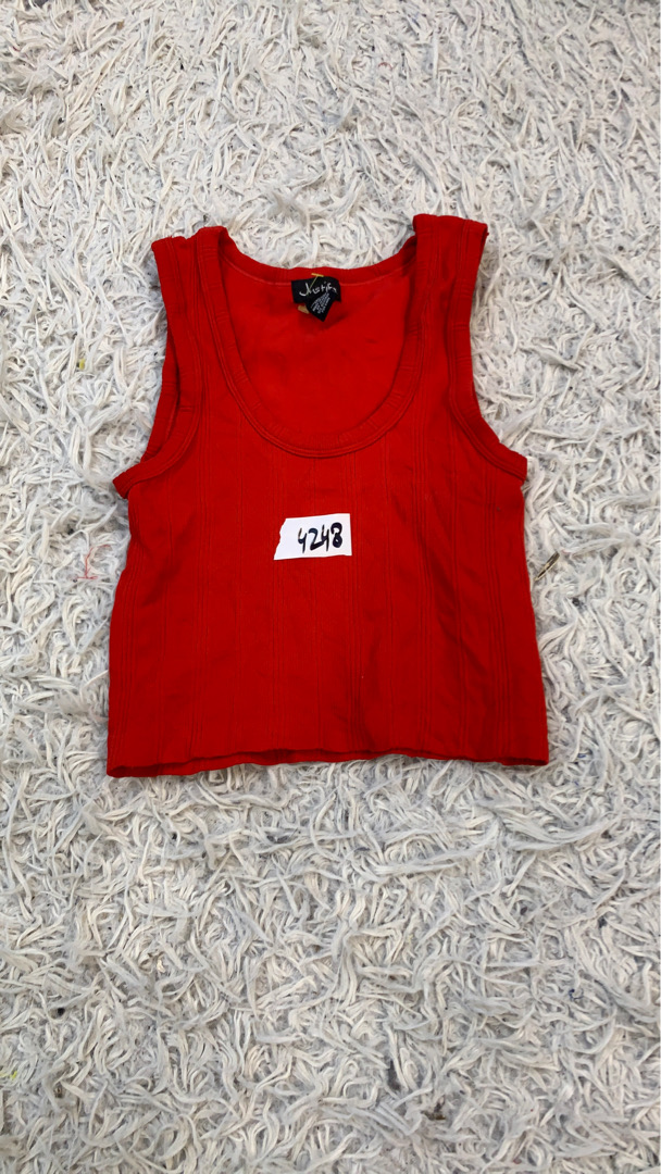 Justify Red Ribbed Tank Top
