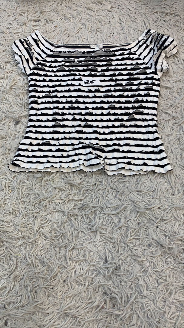Conrad C Collection Striped Ruffle Top
