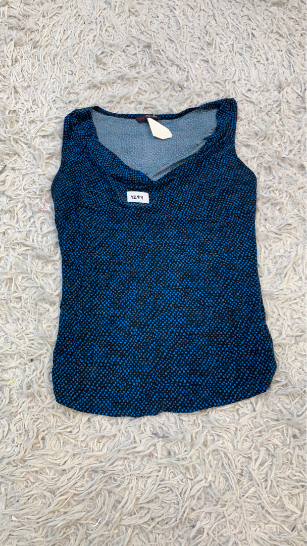 Candy Couture Top sin mangas azul y negro