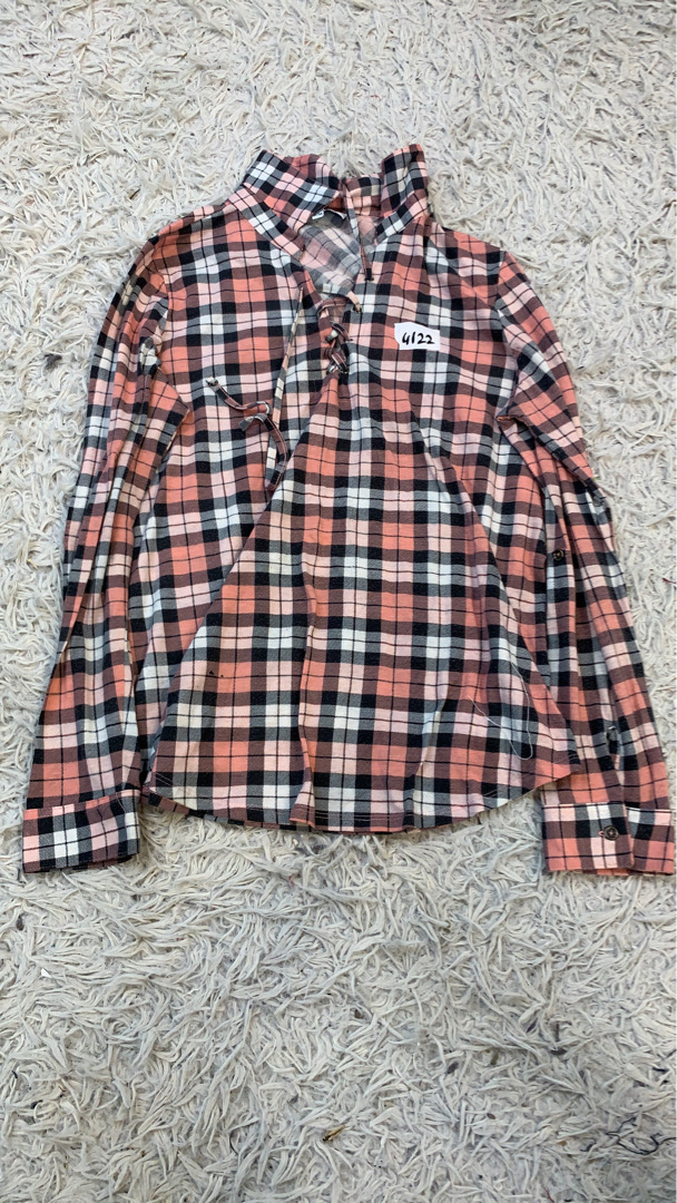 Camisa de cuadros con cordones para mujer