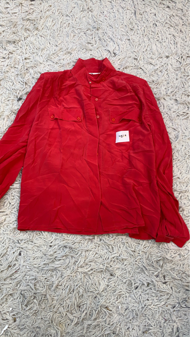 Rouvie Red Silk Button-Up Shirt
