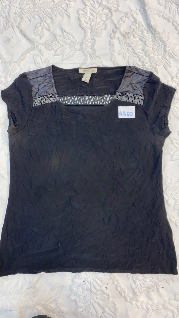 Women's Black T-shirt with Lace Detail