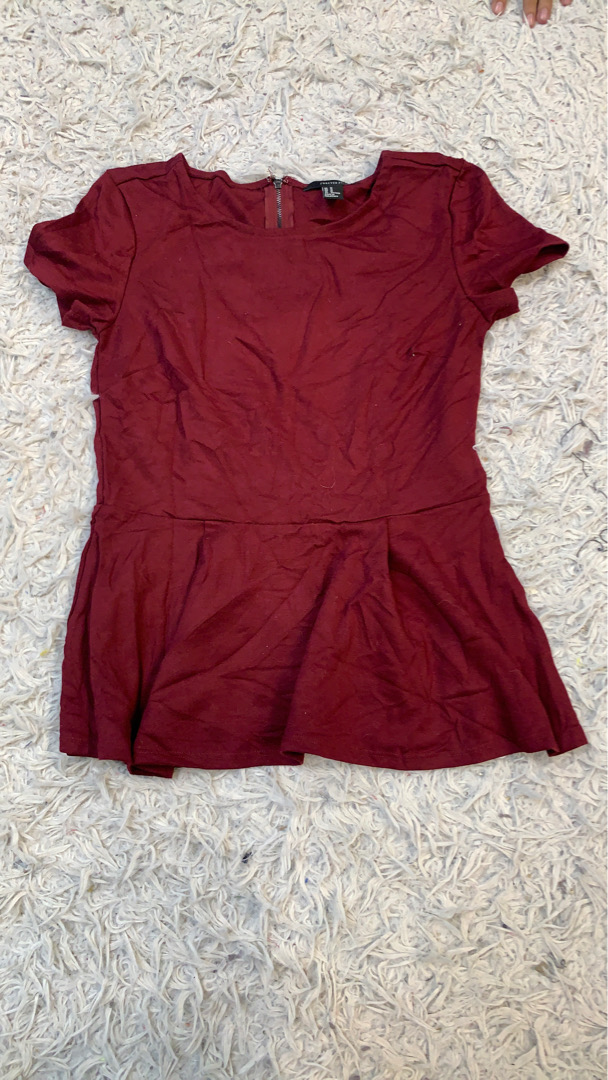 Forever 21 Burgundy Peplum Top
