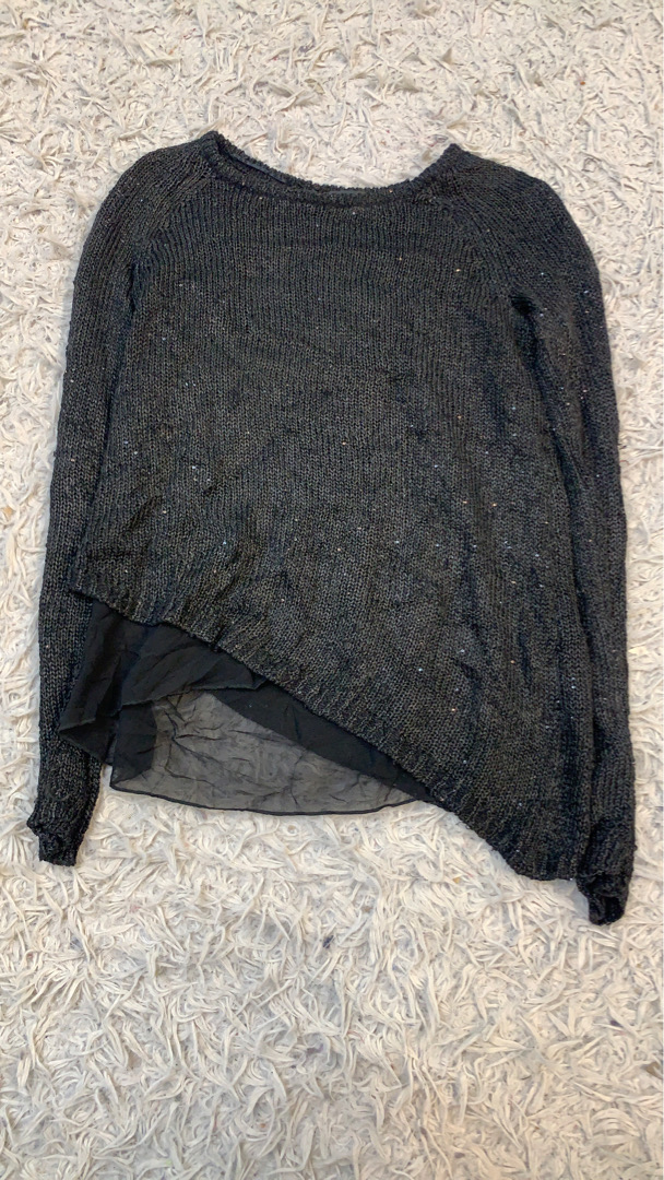 INC International Concepts Knit Sweater with Chiff..