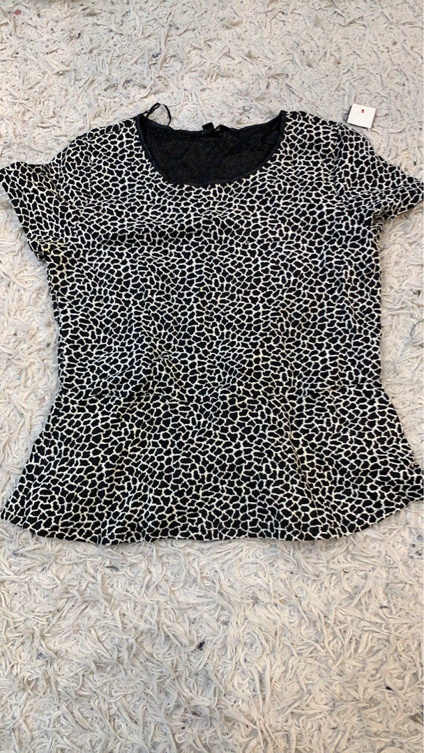Jessica Black and White Animal Print Top