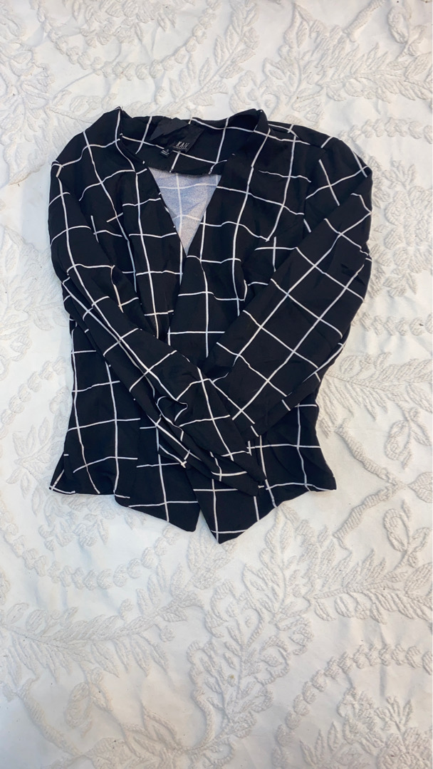 Black and White Plaid Blazer
