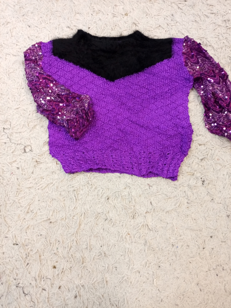 Purple and Black Sequin Sleeve Sweater